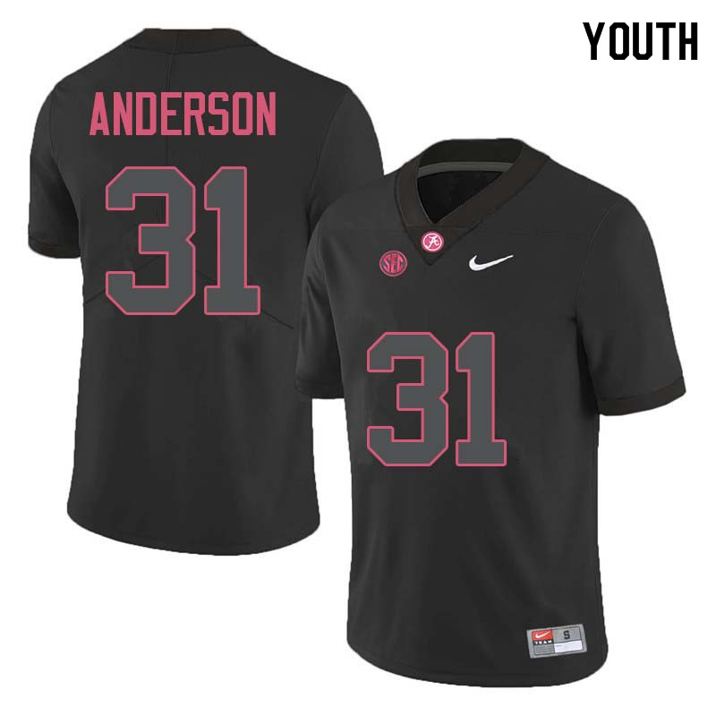 Alabama Crimson Tide Youth Keaton Anderson #31 Black NCAA Nike Authentic Stitched College Football Jersey EG16O13UJ